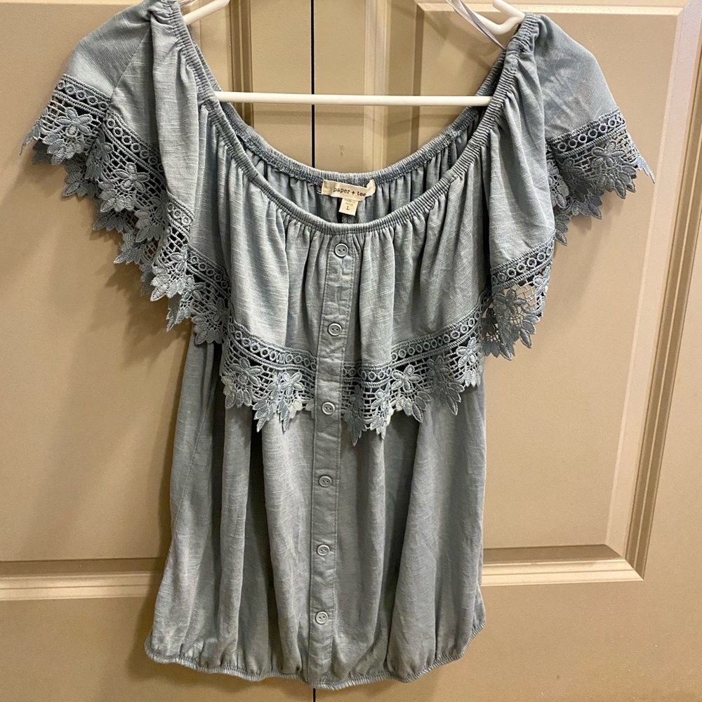 Blue off shoulder top BNWT